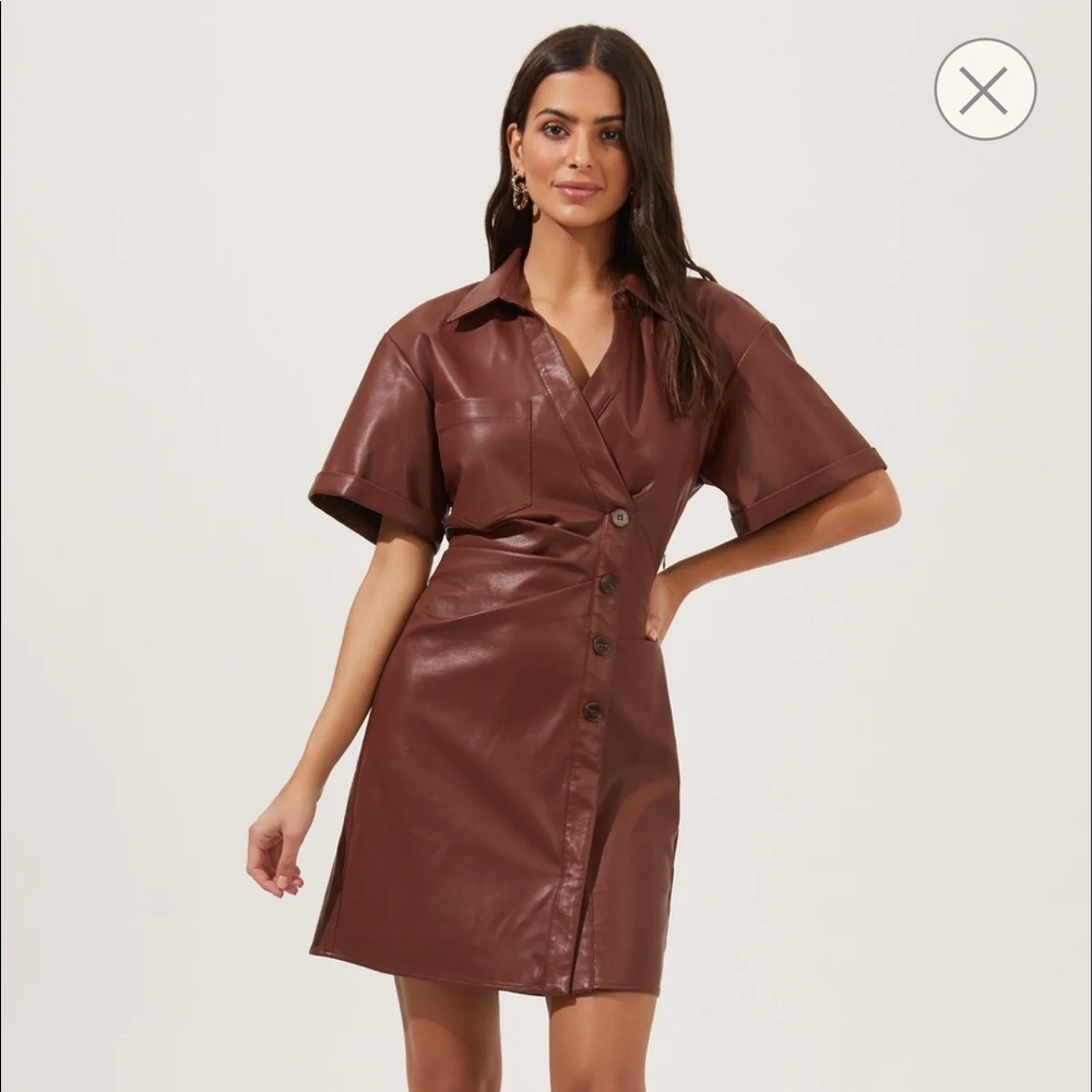 Astr Mini Faux Leather Dress